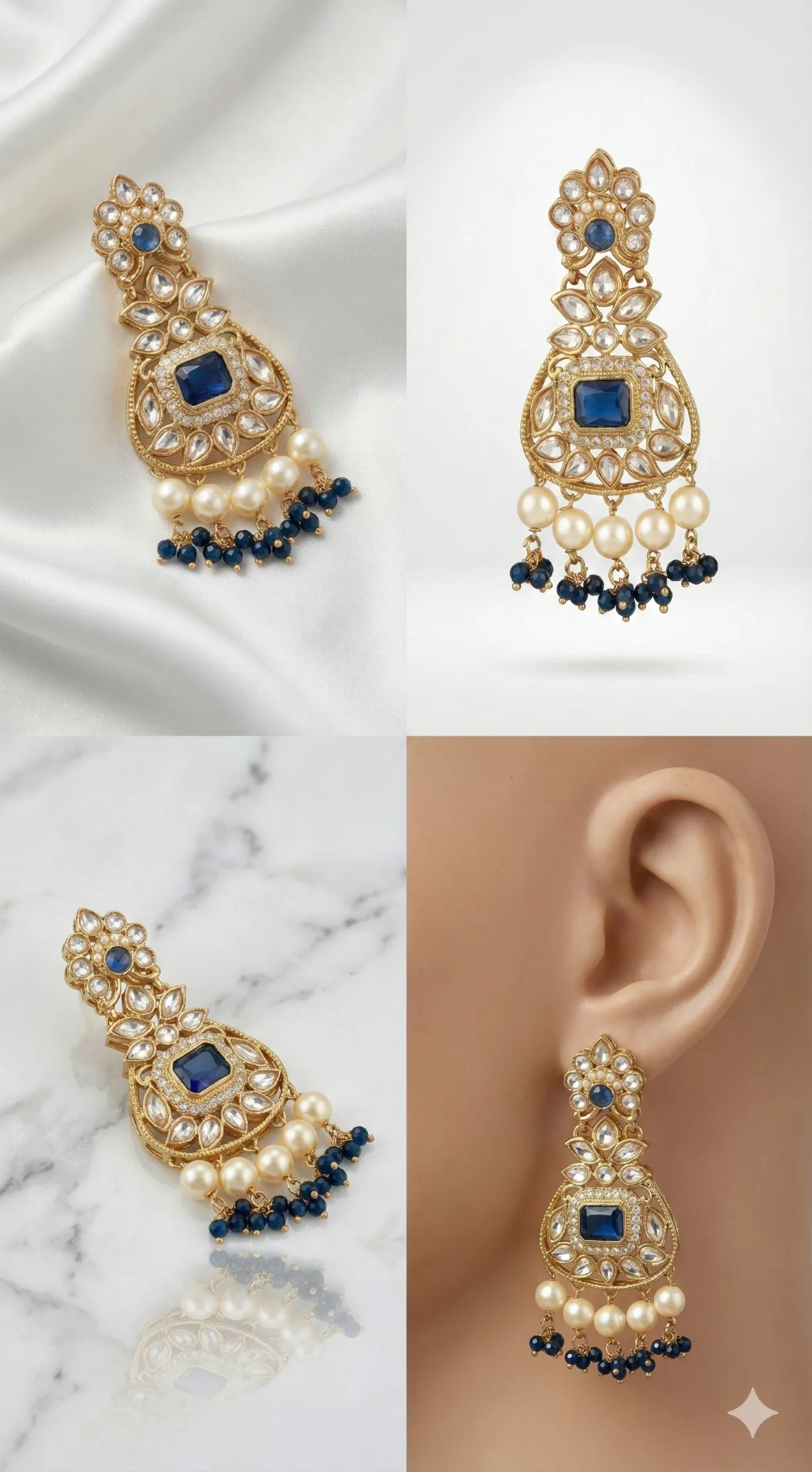 Royal Azure Meenakari & Kundan Drop Earrings
