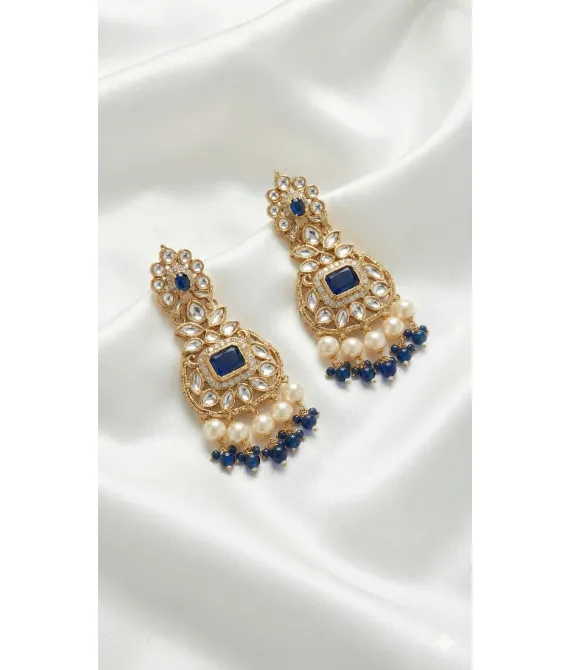 Royal Azure Meenakari & Kundan Drop Earrings