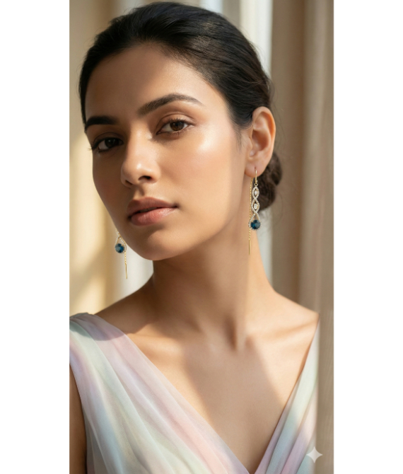 Sapphire Blue Threader Drop Earrings