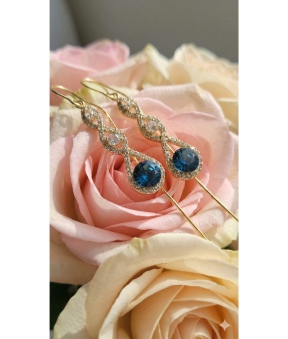 Sapphire Blue Threader Drop Earrings