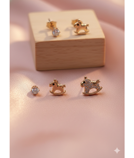 Sparkle Rocking Horse & Solitaire Studs