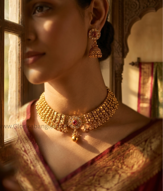 The Rajwadi -Style Antique Matte Choker Set