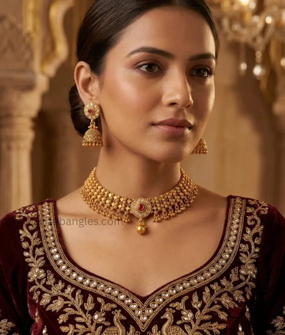 The Rajwadi -Style Antique Matte Choker Set