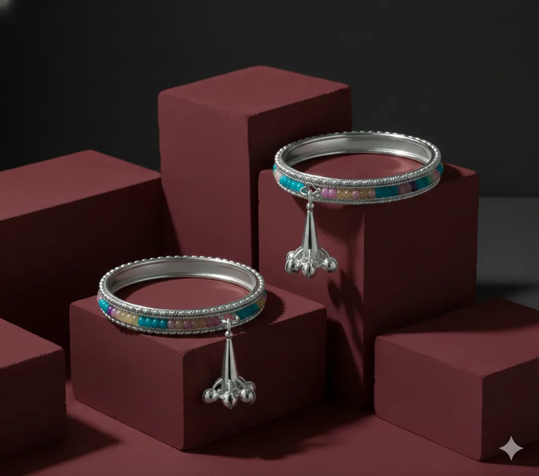 Silver-Tone Jingle Kada Set