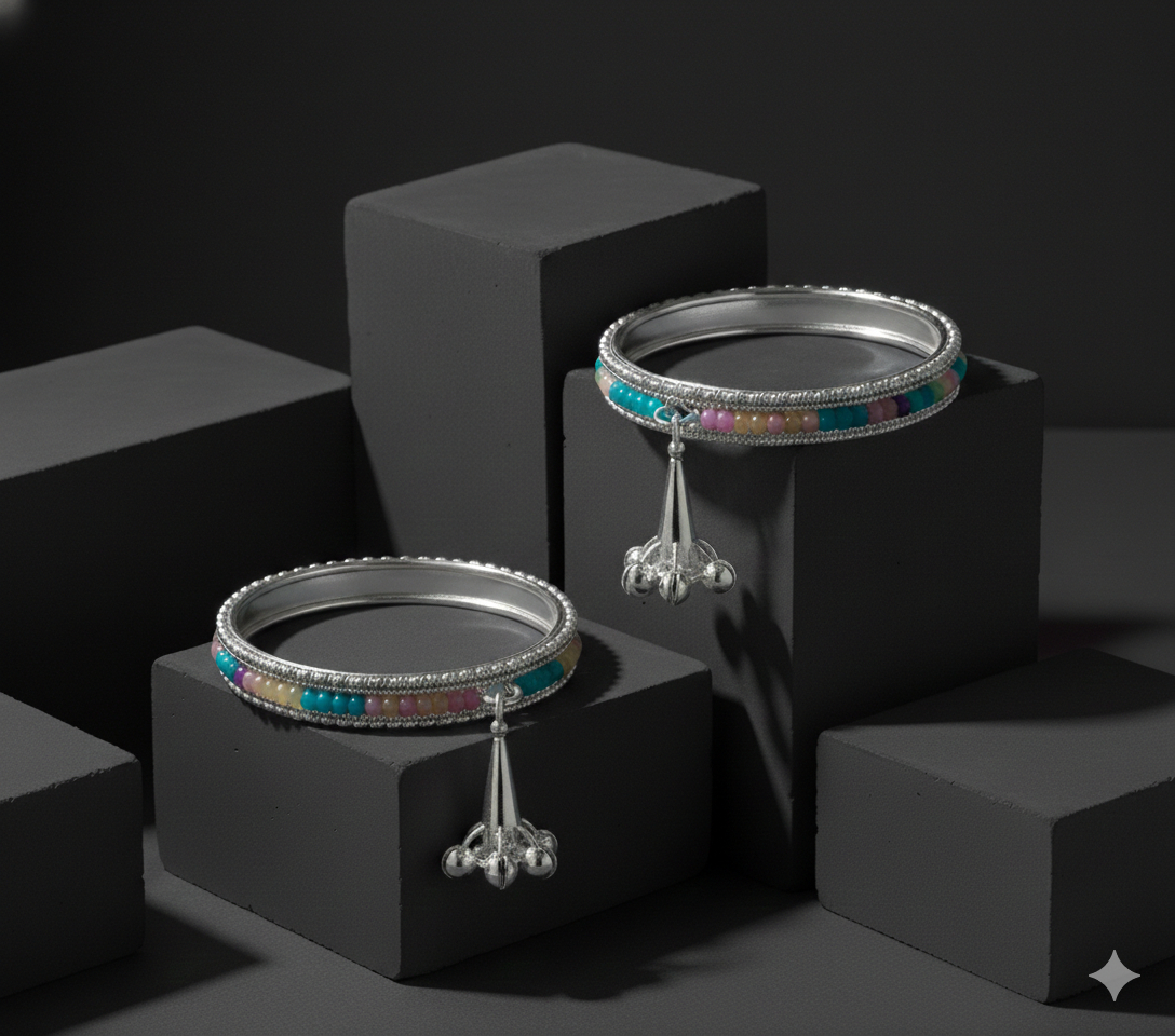 Silver-Tone Jingle Kada Set