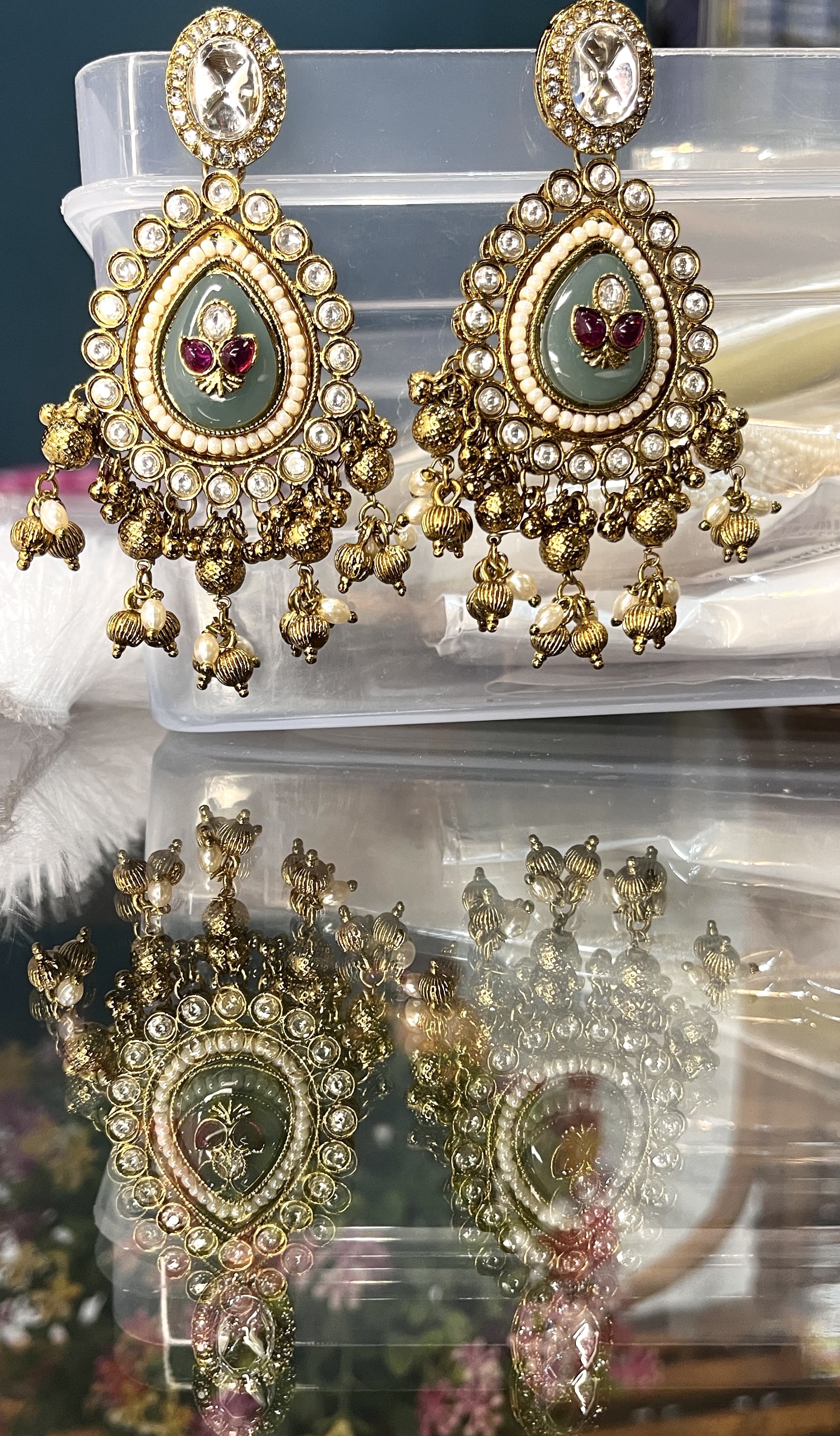 Majestic royal ruby emerald necklace set hover