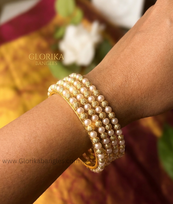 Moti-Mani Gold-Beaded Bangle Set