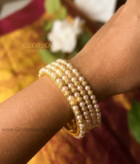 Moti-Mani Gold-Beaded Bangle Set